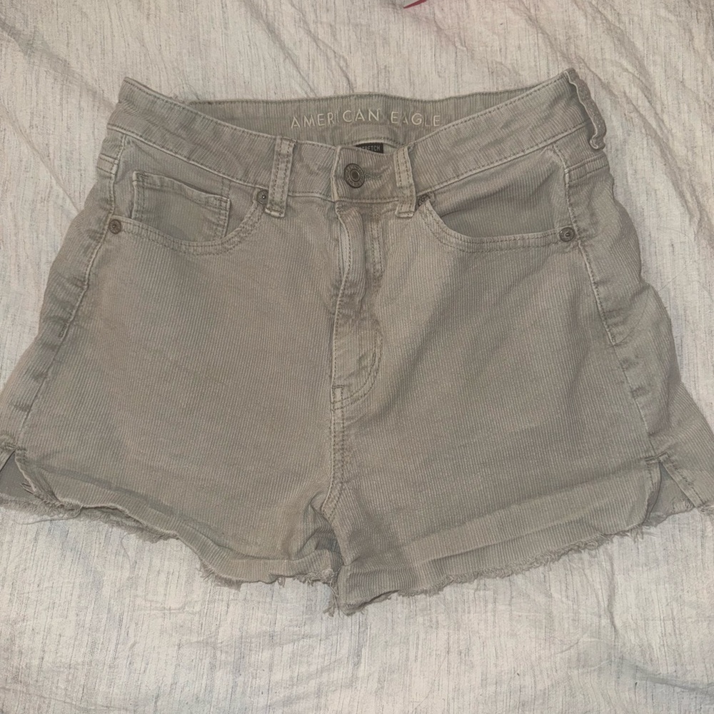 American Eagle Outfitters Women's Light Gray/tan Jean cutoff Shorts